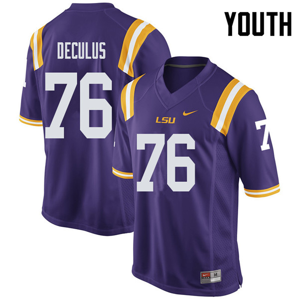 Youth #76 Austin Deculus LSU Tigers College Football Jerseys Sale-Purple
